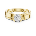 Gold Solitaire Setting Round Lab Grown Diamond Axion Ring