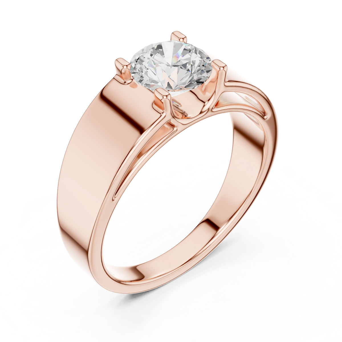 Gold 1Ct Solitaire Round Lab Grown Diamond Orvix Ring