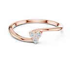 Gold Three Stone Ring Round Lab Grown Diamond Virel Ring
