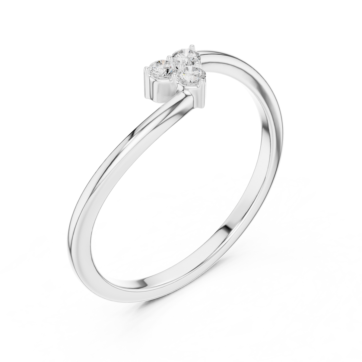 Gold Three Stone Ring Round Lab Grown Diamond Virel Ring