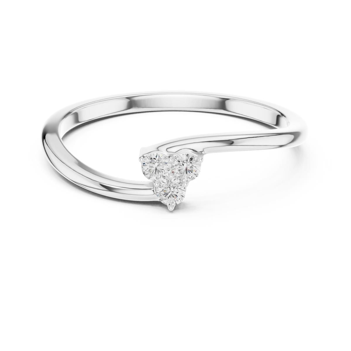 Gold Three Stone Ring Round Lab Grown Diamond Virel Ring