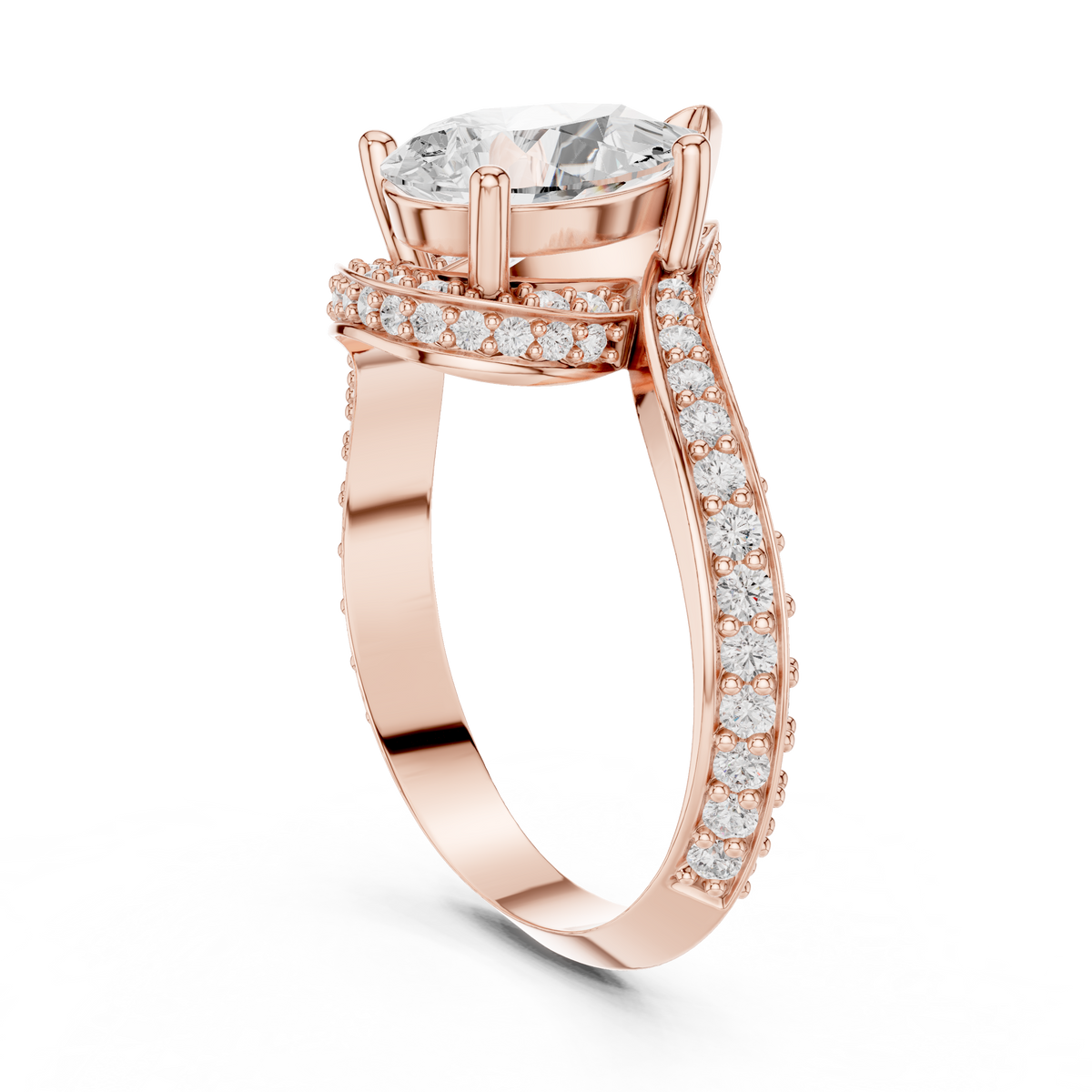 Gold 2Ct Pave Twist Pear Lab Grown Diamond Zyaris Ring