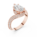 Gold 2Ct Pave Twist Pear Lab Grown Diamond Zyaris Ring