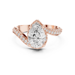 Gold 2Ct Pave Twist Pear Lab Grown Diamond Zyaris Ring