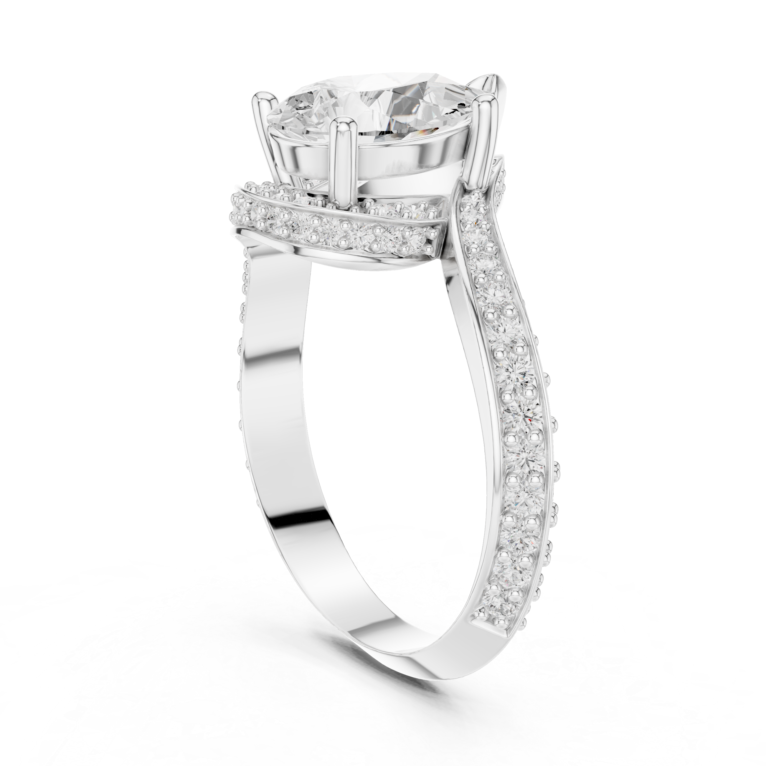 Gold 2Ct Pave Twist Pear Lab Grown Diamond Zyaris Ring