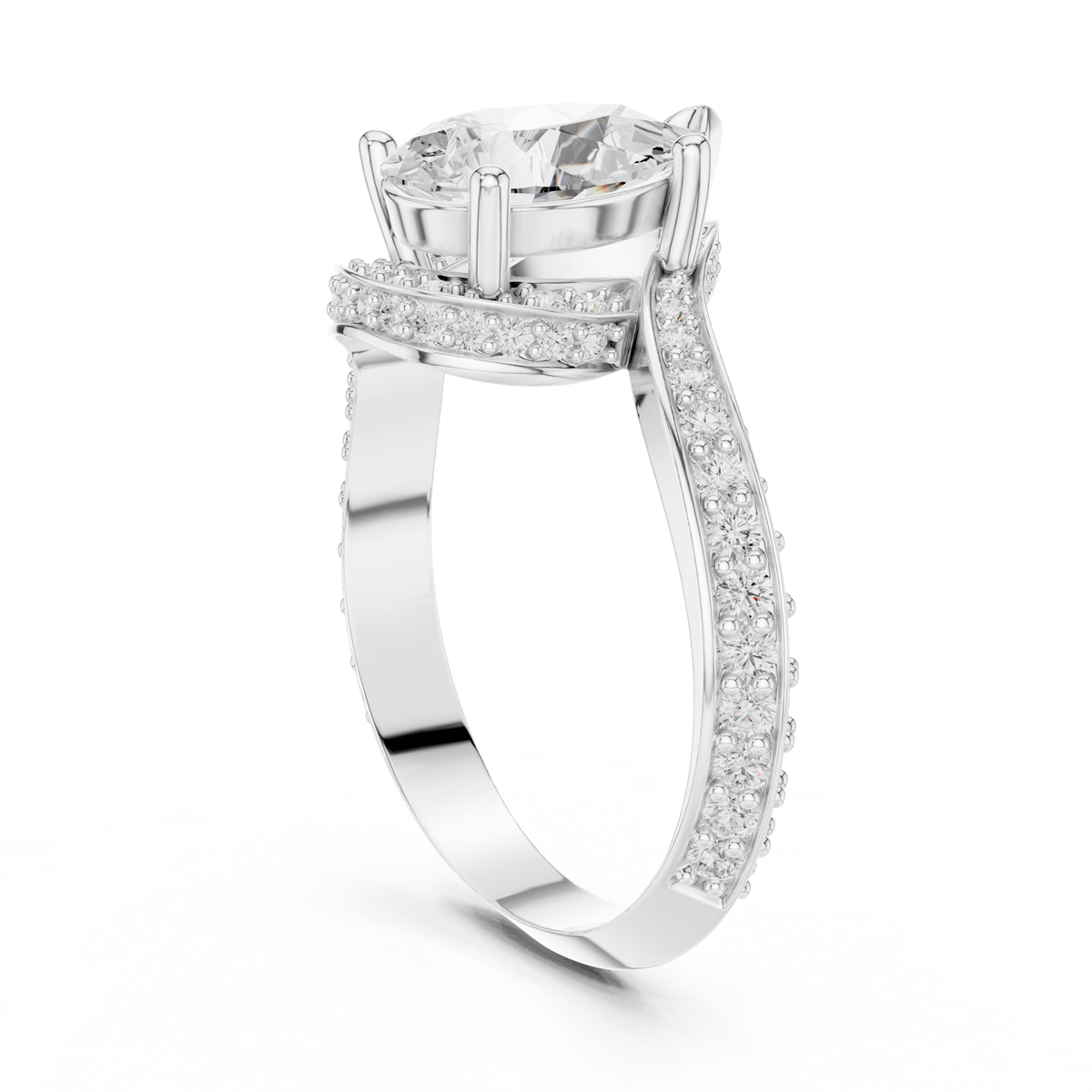 Gold 2Ct Pave Twist Pear Lab Grown Diamond Zyaris Ring