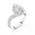 Gold 2Ct Pave Twist Pear Lab Grown Diamond Zyaris Ring