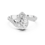 Gold 2Ct Pave Twist Pear Lab Grown Diamond Zyaris Ring