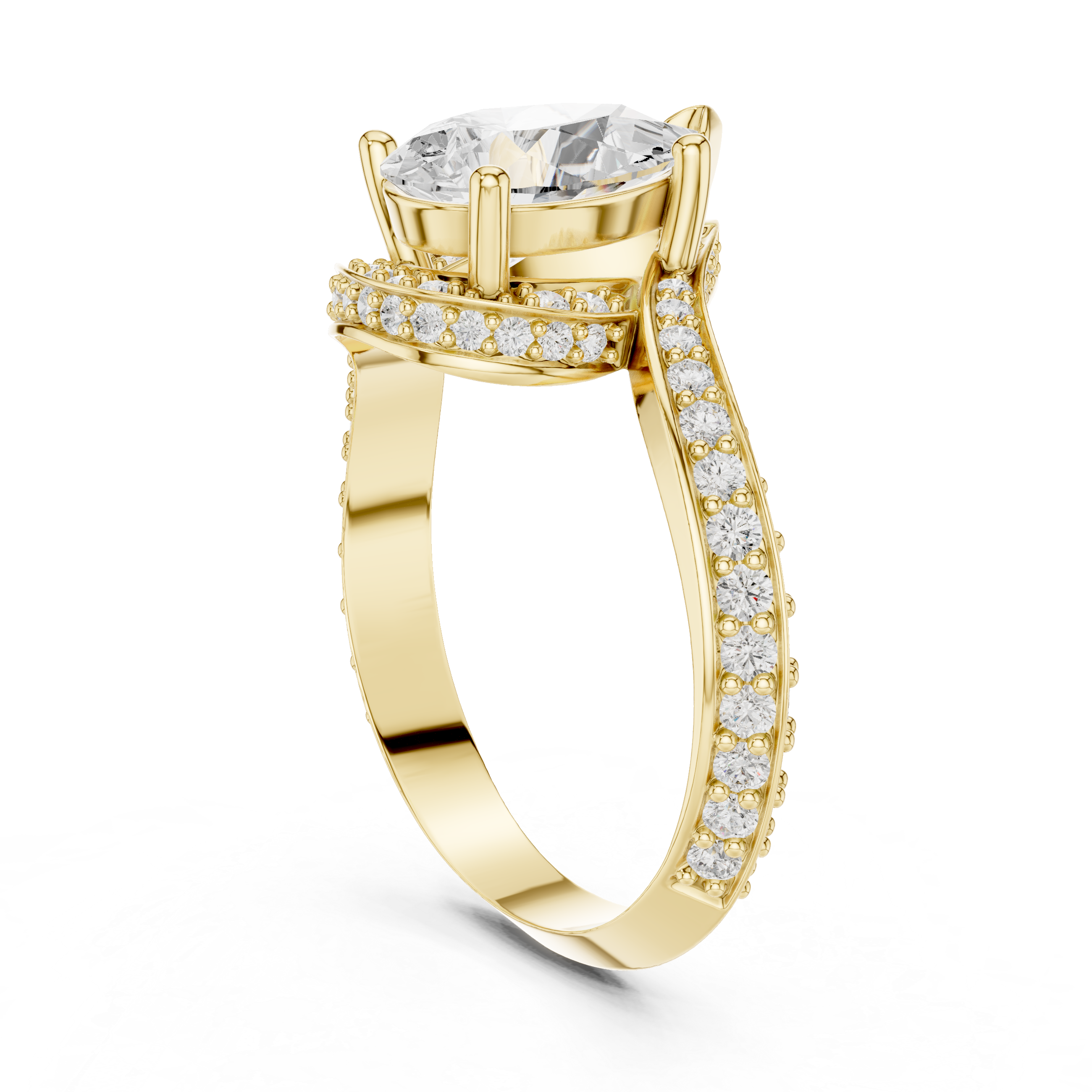 Gold 2Ct Pave Twist Pear Lab Grown Diamond Zyaris Ring