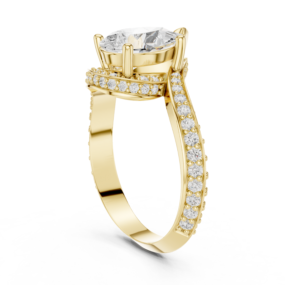 Gold 2Ct Pave Twist Pear Lab Grown Diamond Zyaris Ring