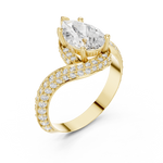 Gold 2Ct Pave Twist Pear Lab Grown Diamond Zyaris Ring
