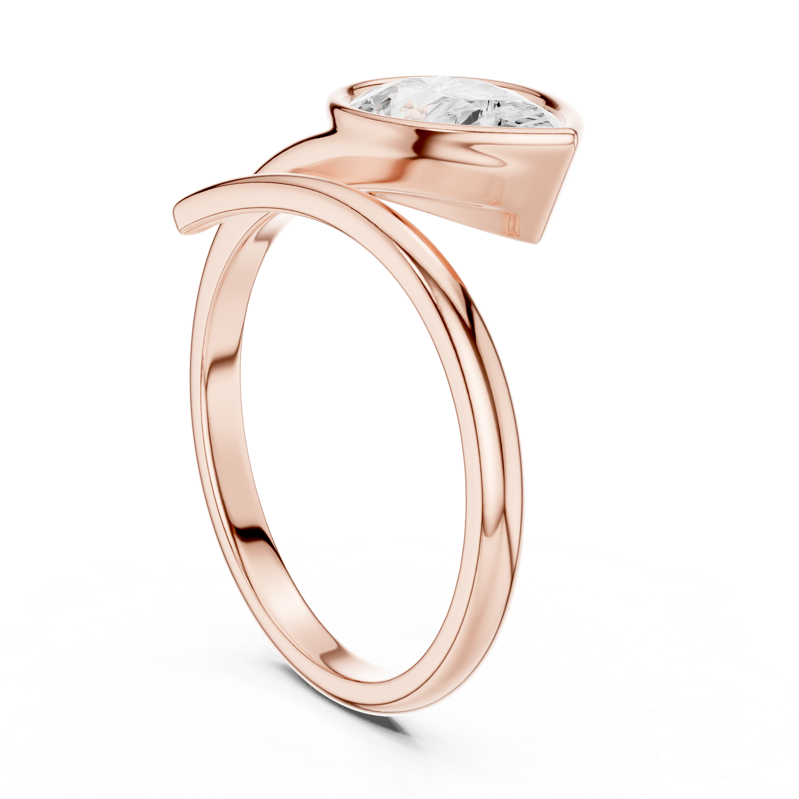 Gold 1Ct Solitaire Bezel Pear Lab Grown Diamond Oryxe Ring