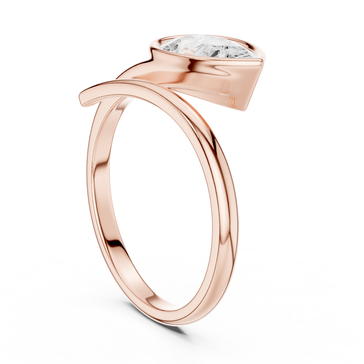 Gold 1Ct Solitaire Bezel Pear Lab Grown Diamond Oryxe Ring