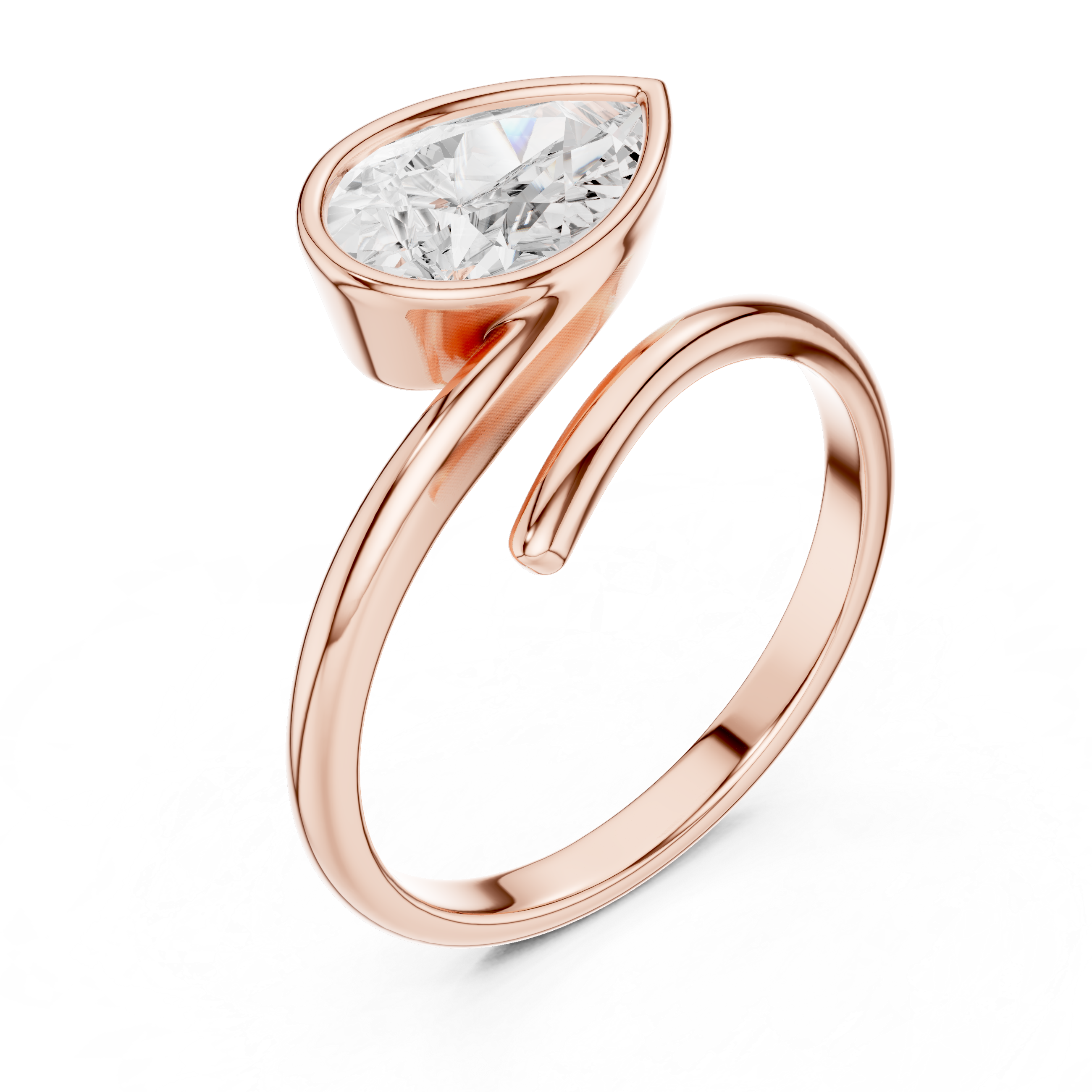 Gold 1Ct Solitaire Bezel Pear Lab Grown Diamond Oryxe Ring