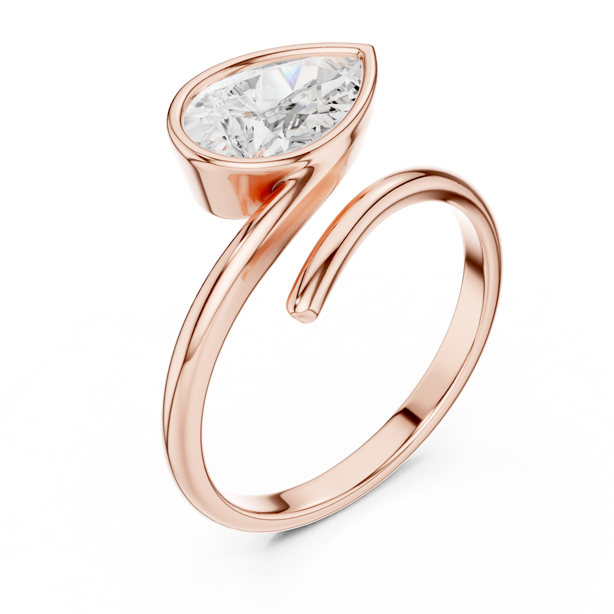Gold 1Ct Solitaire Bezel Pear Lab Grown Diamond Oryxe Ring