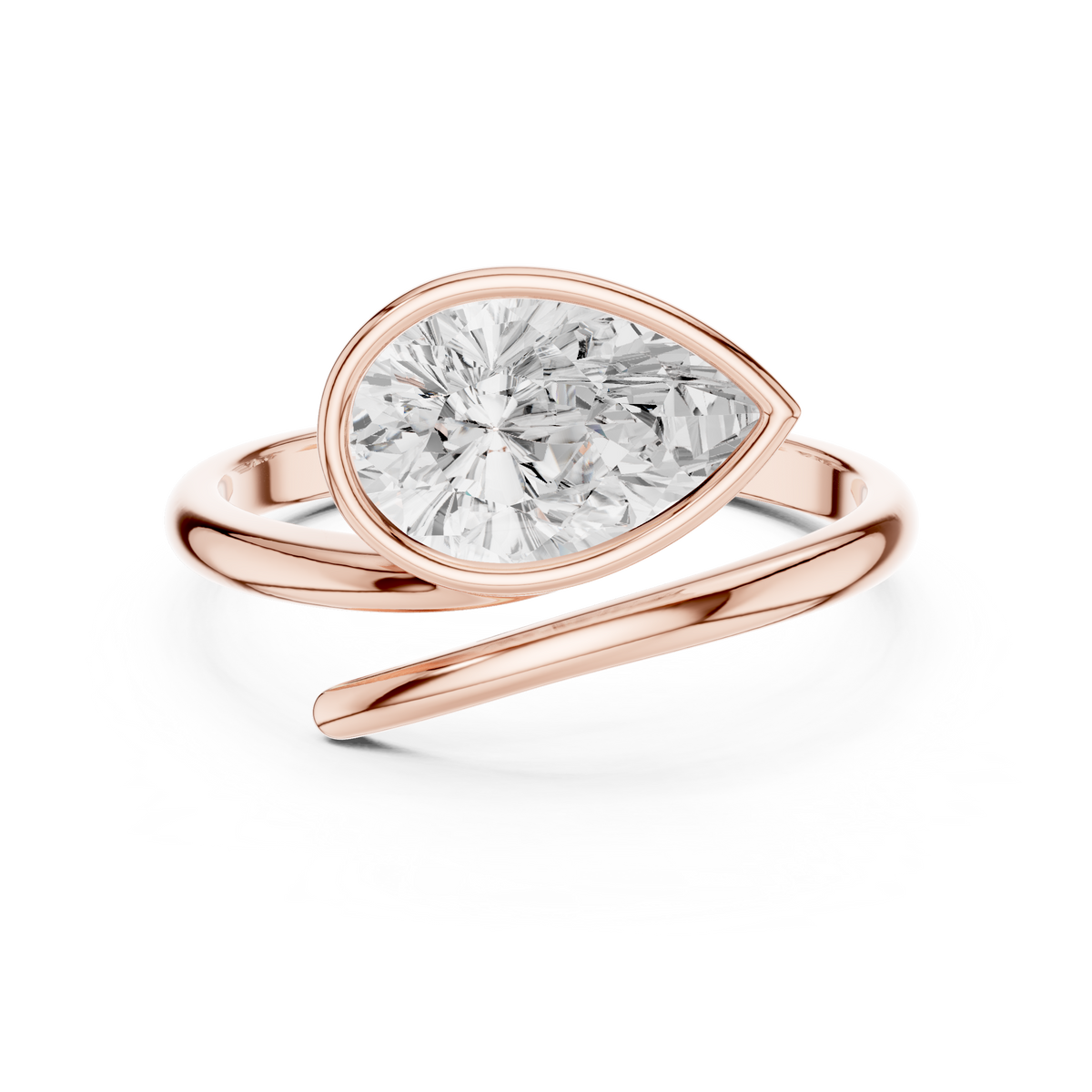 Gold 1Ct Solitaire Bezel Pear Lab Grown Diamond Oryxe Ring