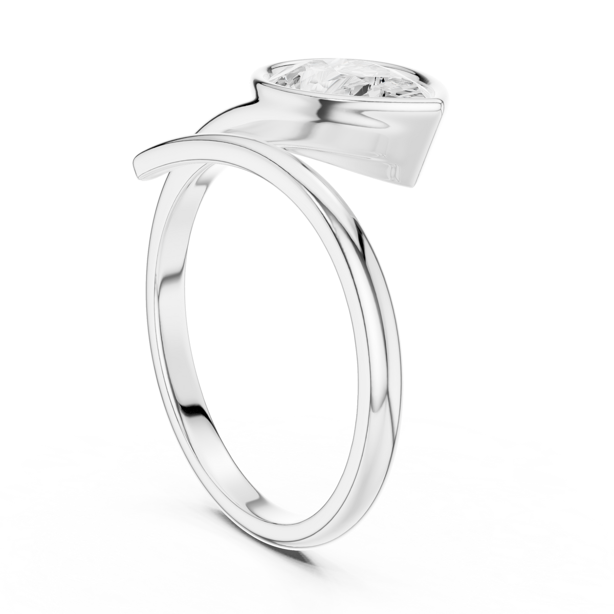 Gold 1Ct Solitaire Bezel Pear Lab Grown Diamond Oryxe Ring