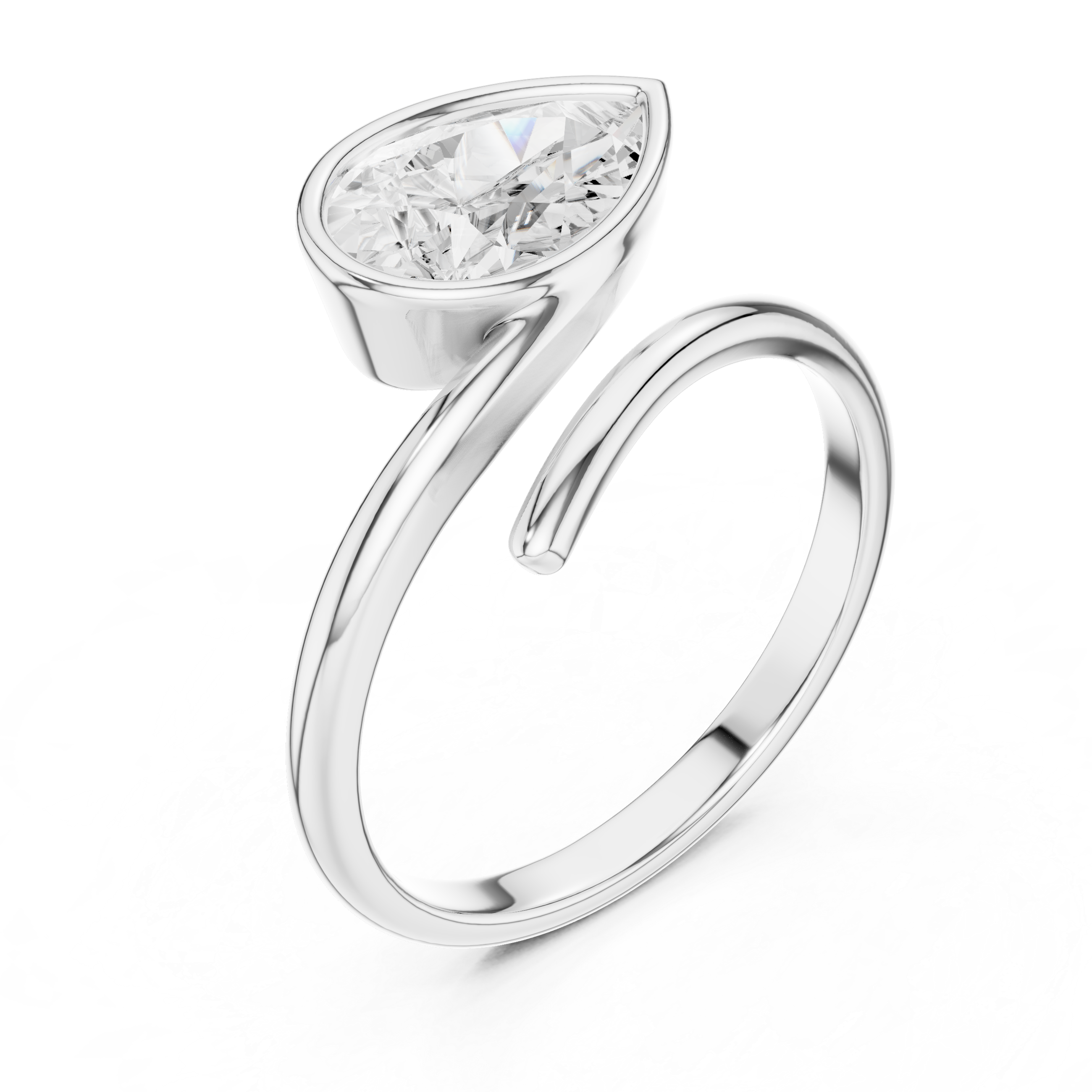 Gold 1Ct Solitaire Bezel Pear Lab Grown Diamond Oryxe Ring