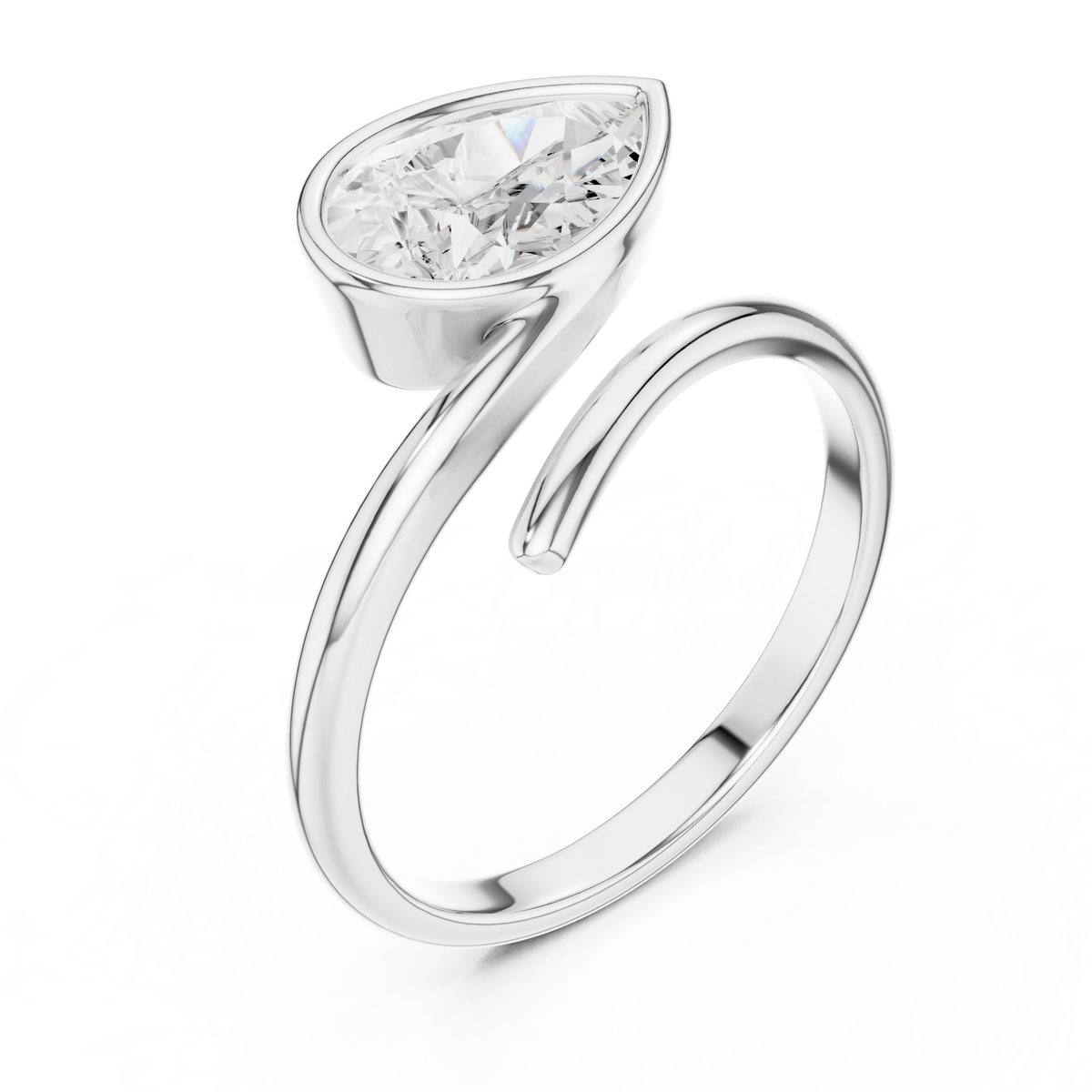 Gold 1Ct Solitaire Bezel Pear Lab Grown Diamond Oryxe Ring