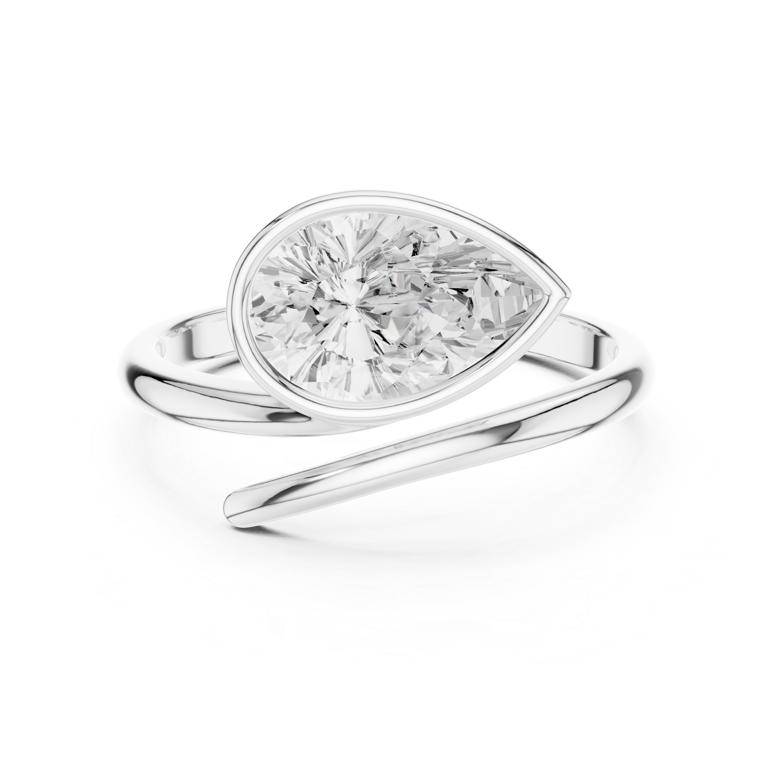 Gold 1Ct Solitaire Bezel Pear Lab Grown Diamond Oryxe Ring