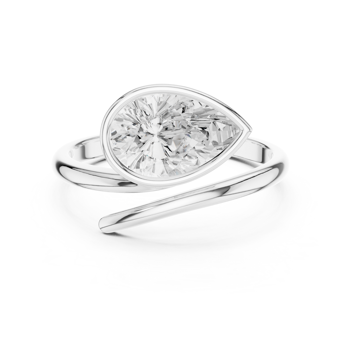 Gold 1Ct Solitaire Bezel Pear Lab Grown Diamond Oryxe Ring