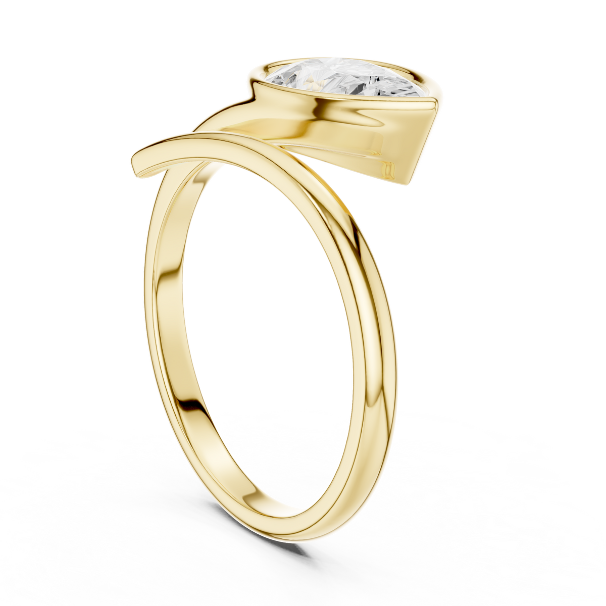 Gold 1Ct Solitaire Bezel Pear Lab Grown Diamond Oryxe Ring