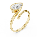Gold 1Ct Solitaire Bezel Pear Lab Grown Diamond Oryxe Ring