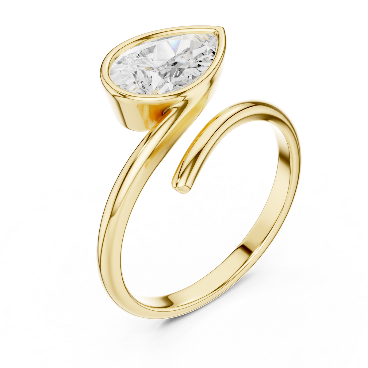 Gold 1Ct Solitaire Bezel Pear Lab Grown Diamond Oryxe Ring