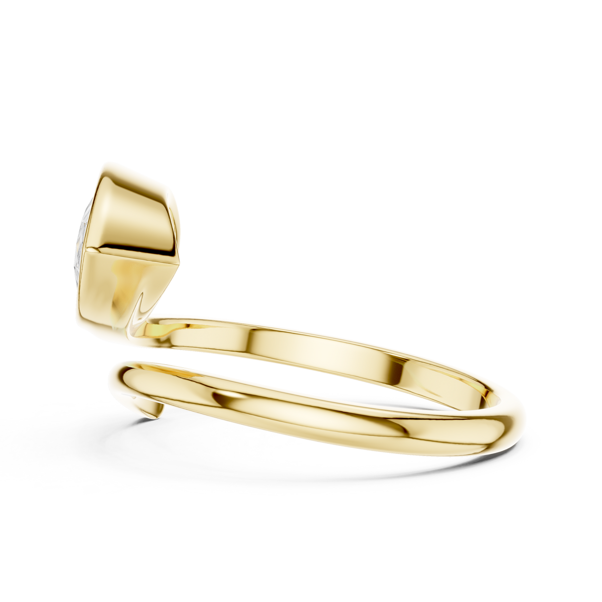 Gold 1Ct Solitaire Bezel Pear Lab Grown Diamond Oryxe Ring