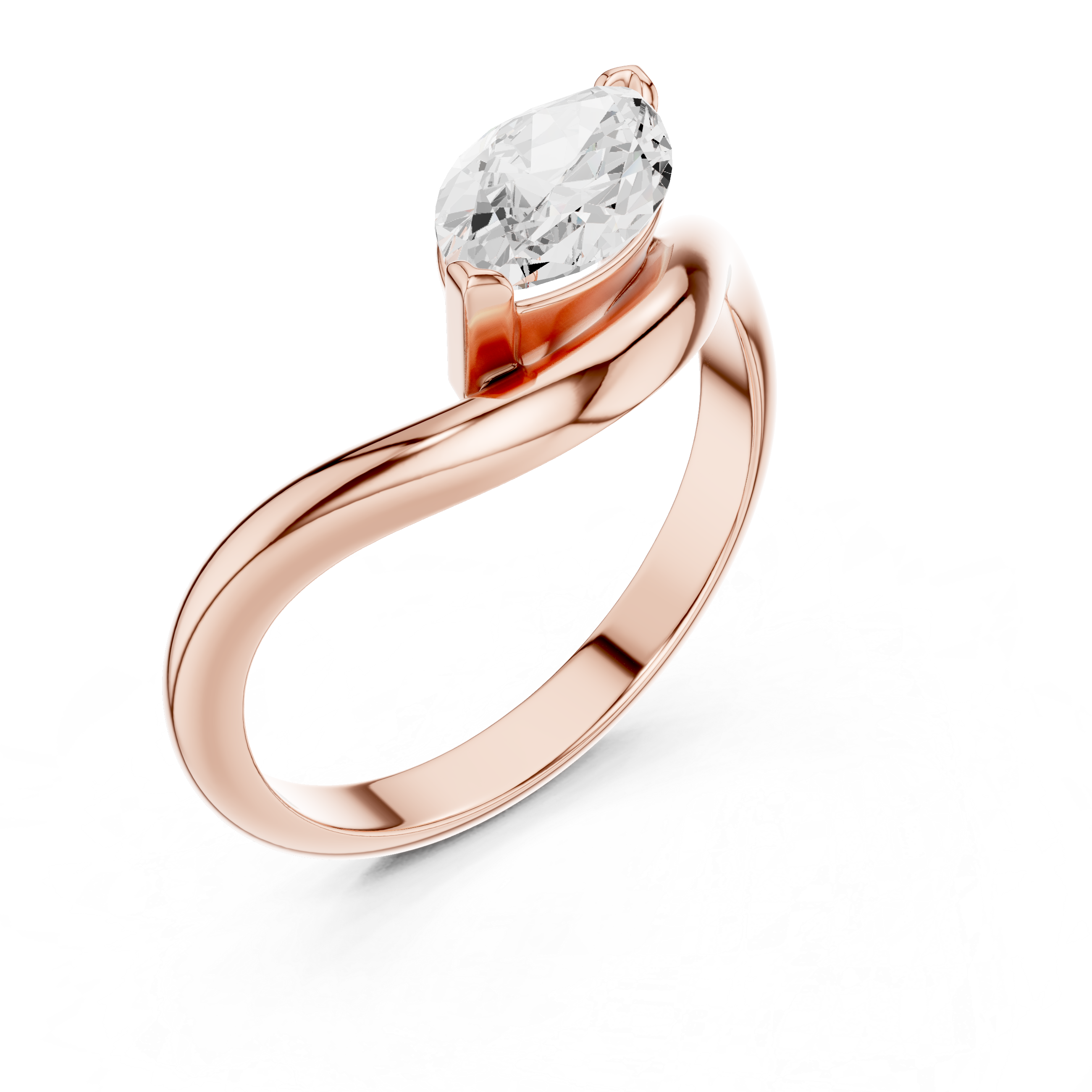 Gold Solitaire Marquise Lab Grown Diamond Arlen Ring