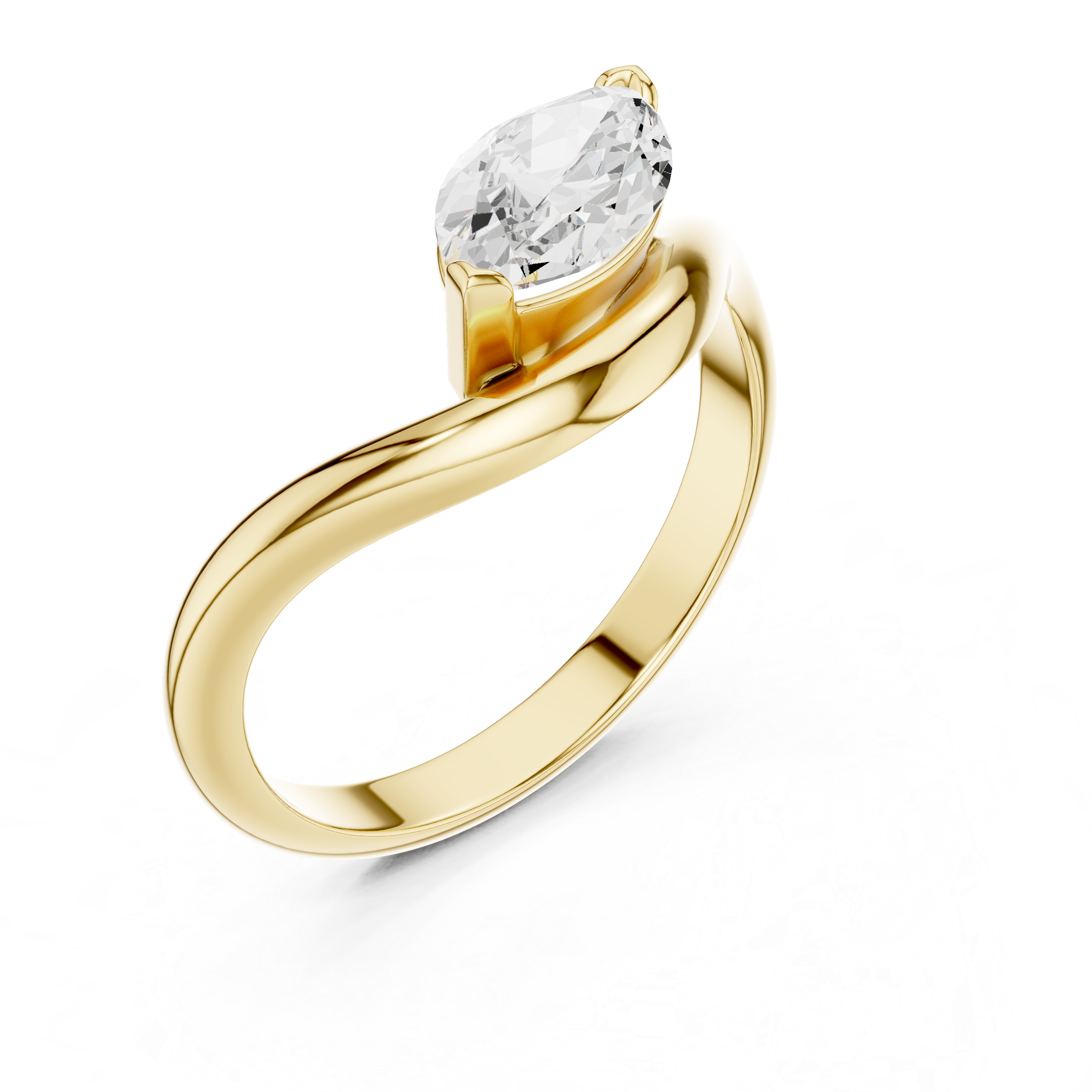 Gold Solitaire Marquise Lab Grown Diamond Arlen Ring