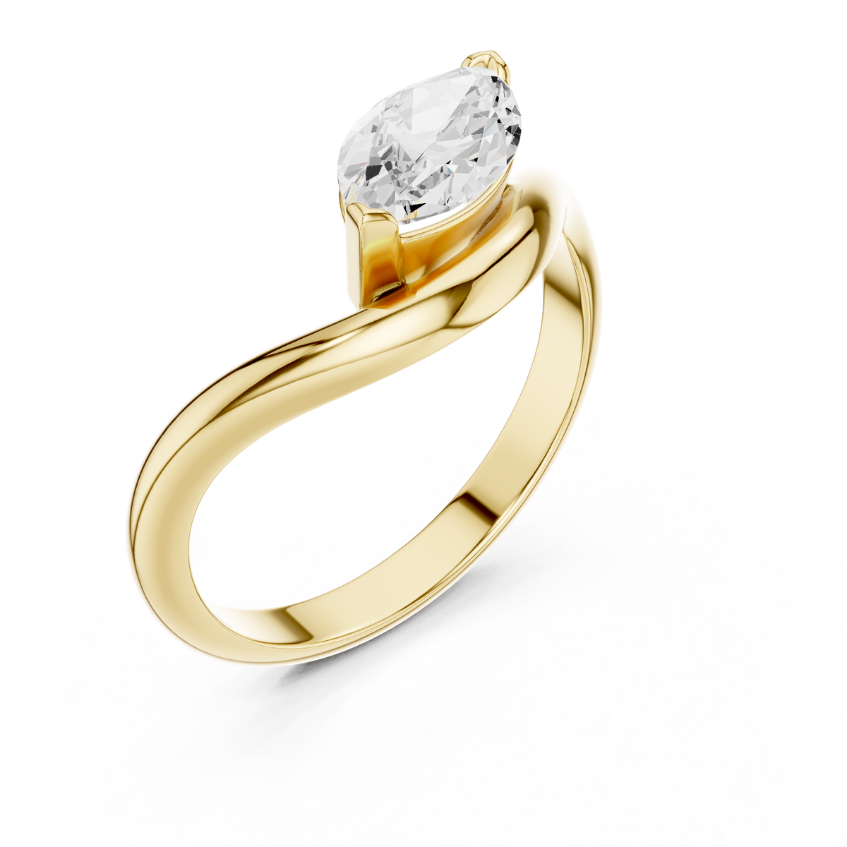 Gold Solitaire Marquise Lab Grown Diamond Arlen Ring