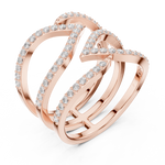 Gold Spiral Pave Band Round Lab Grown Diamond Aurexa Ring