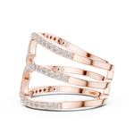 Gold Spiral Pave Band Round Lab Grown Diamond Aurexa Ring