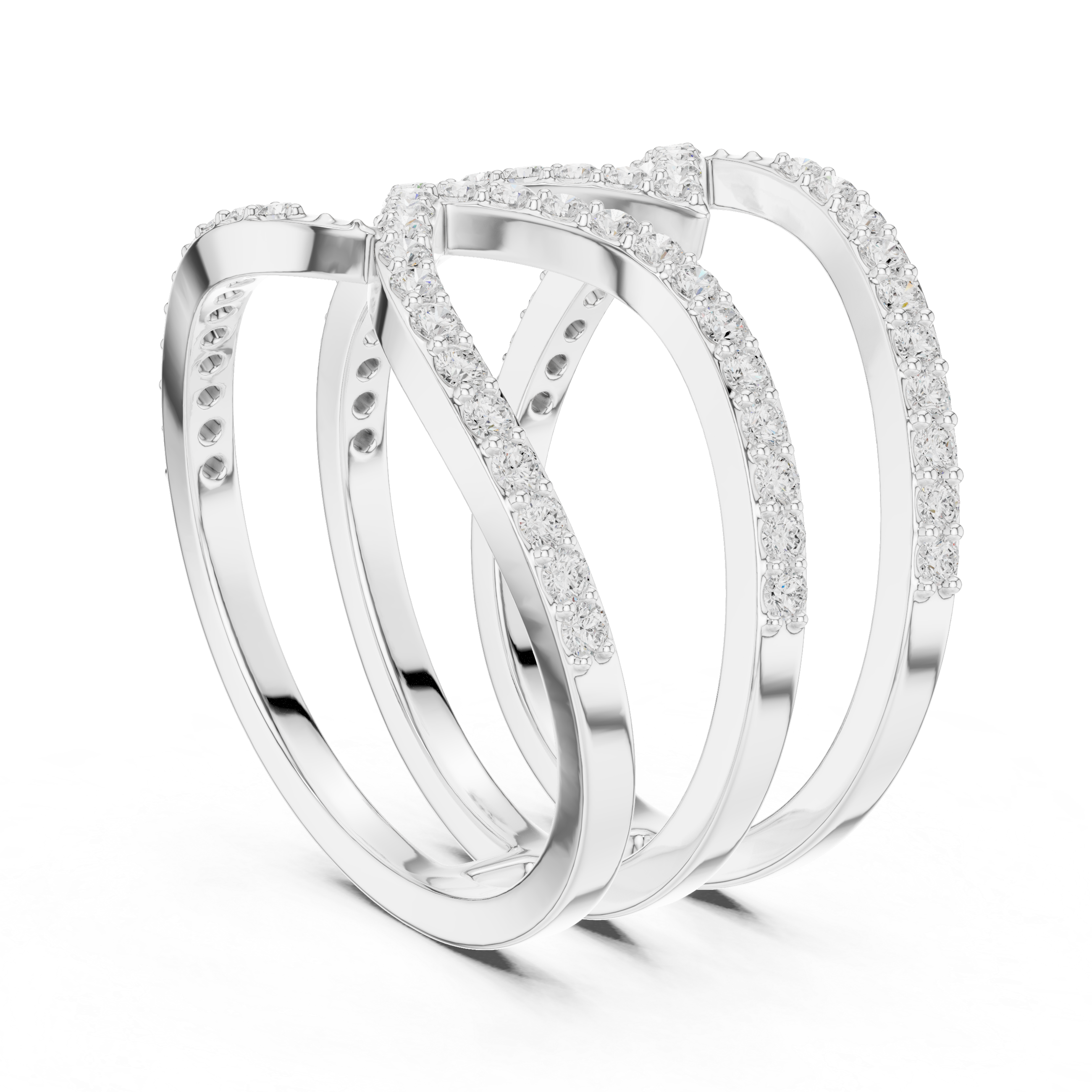 Gold Spiral Pave Band Round Lab Grown Diamond Aurexa Ring