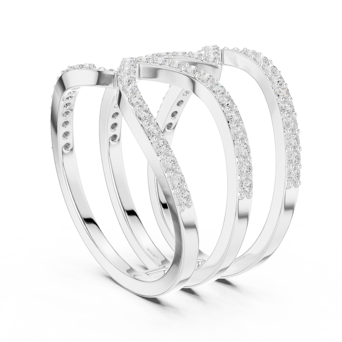 Gold Spiral Pave Band Round Lab Grown Diamond Aurexa Ring