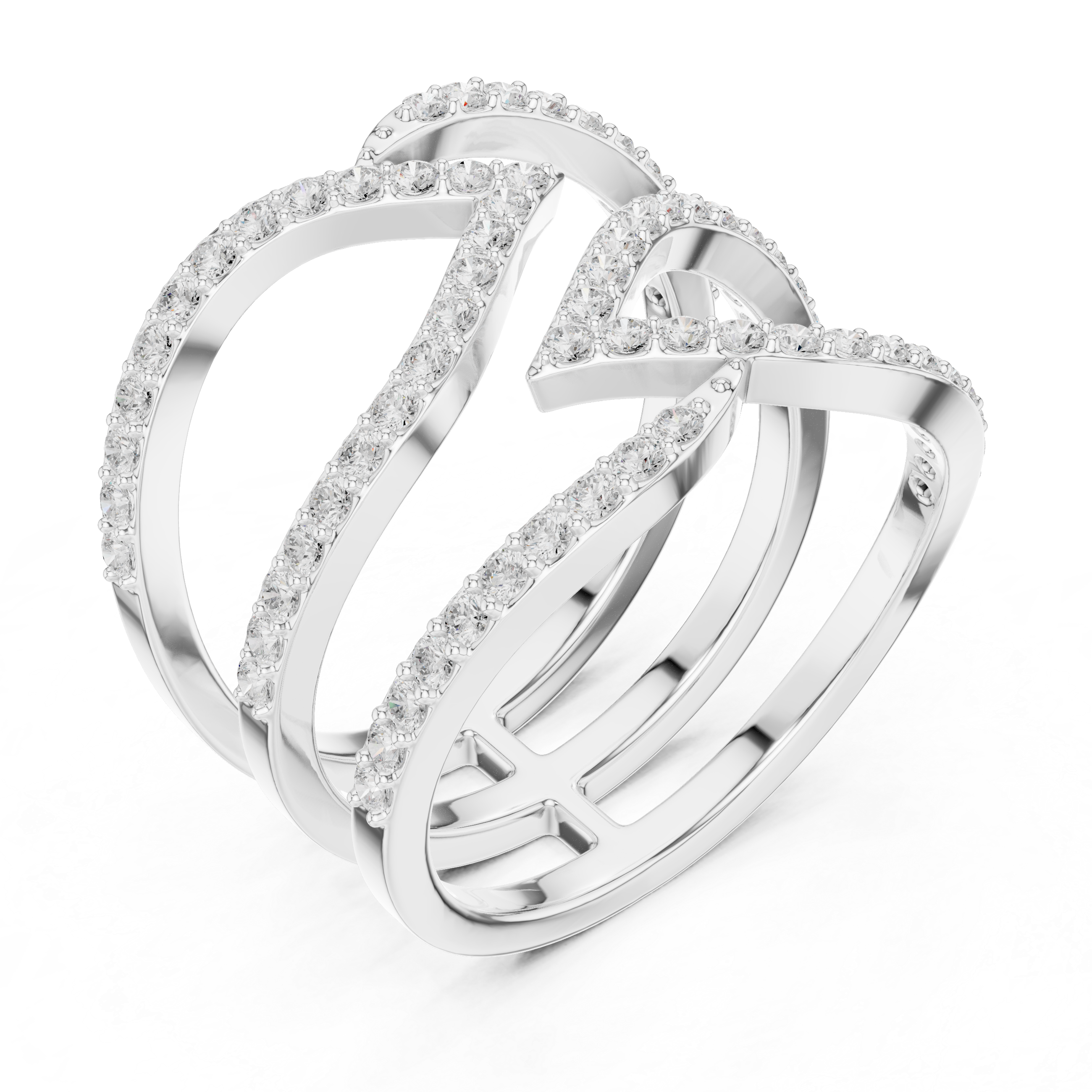 Gold Spiral Pave Band Round Lab Grown Diamond Aurexa Ring