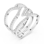 Gold Spiral Pave Band Round Lab Grown Diamond Aurexa Ring