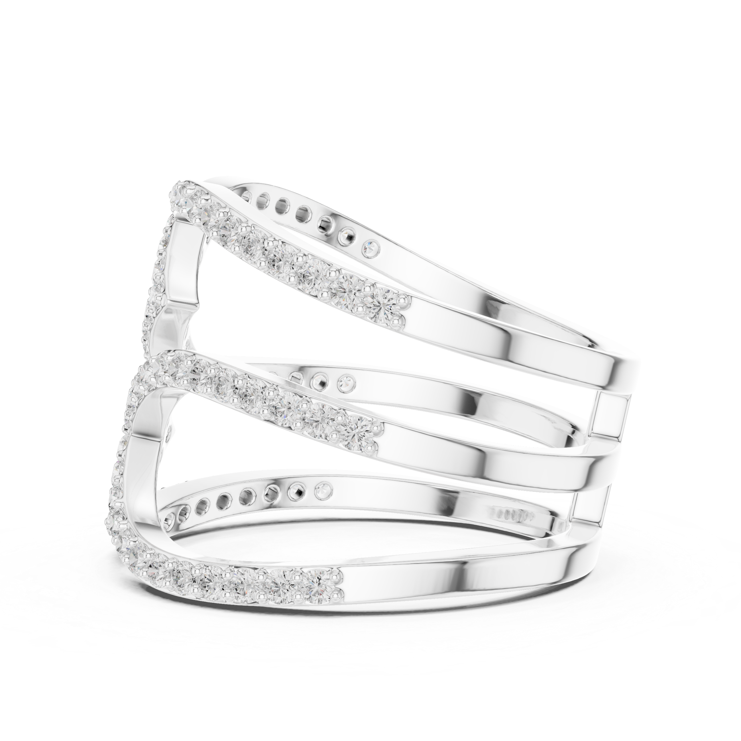Gold Spiral Pave Band Round Lab Grown Diamond Aurexa Ring