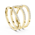 Gold Spiral Pave Band Round Lab Grown Diamond Aurexa Ring