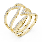 Gold Spiral Pave Band Round Lab Grown Diamond Aurexa Ring