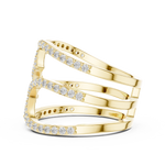 Gold Spiral Pave Band Round Lab Grown Diamond Aurexa Ring
