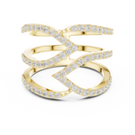 Gold Spiral Pave Band Round Lab Grown Diamond Aurexa Ring