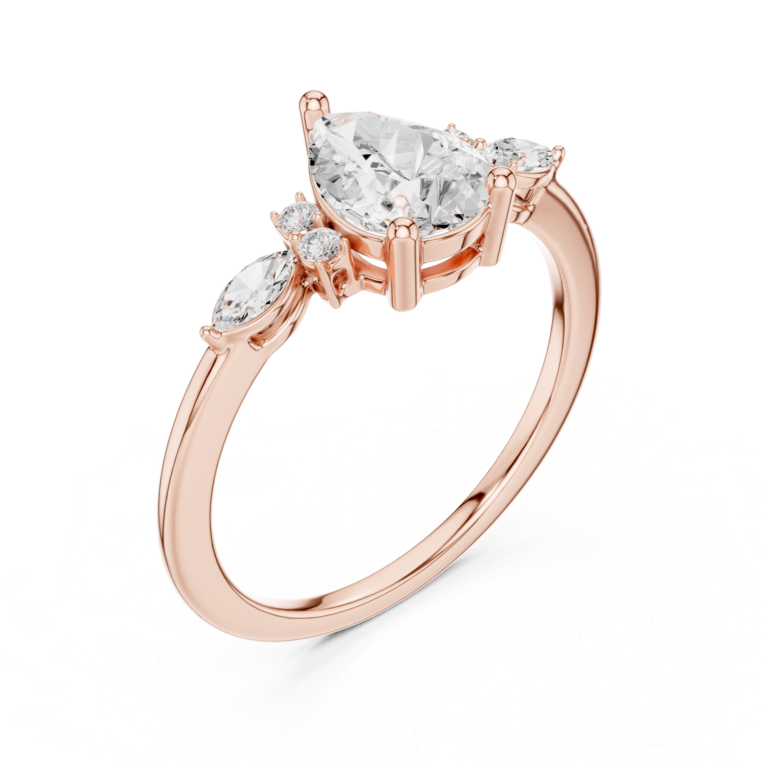 Gold 1Ct Prong Pear Lab Grown Diamond Ilvyn Ring