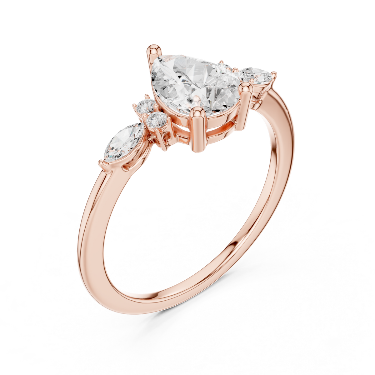Gold 1Ct Prong Pear Lab Grown Diamond Ilvyn Ring