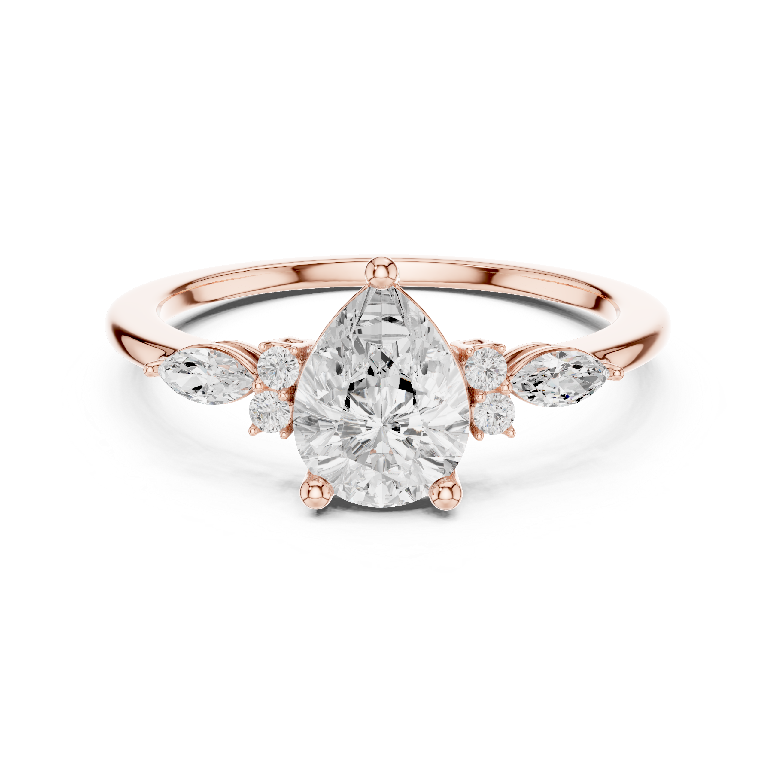 Gold 1Ct Prong Pear Lab Grown Diamond Ilvyn Ring