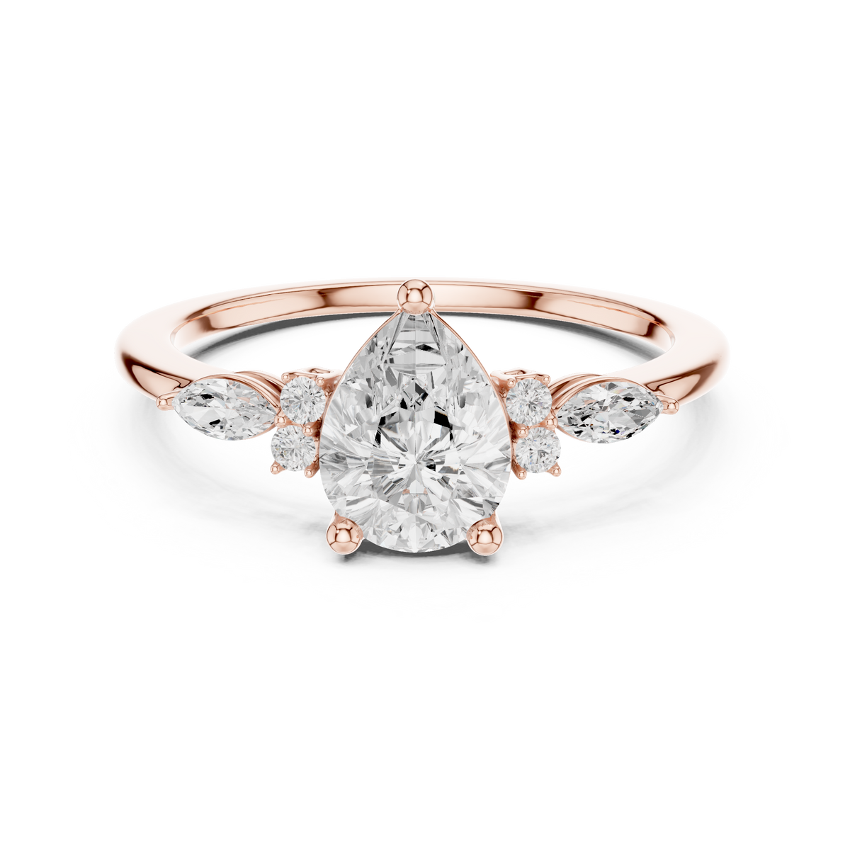 Gold 1Ct Prong Pear Lab Grown Diamond Ilvyn Ring