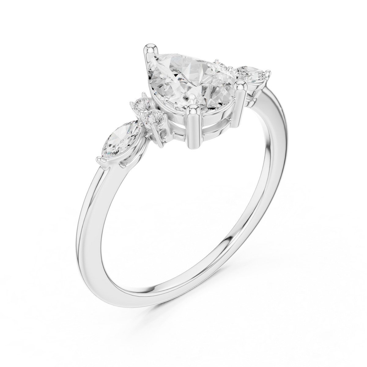 Gold 1Ct Prong Pear Lab Grown Diamond Ilvyn Ring