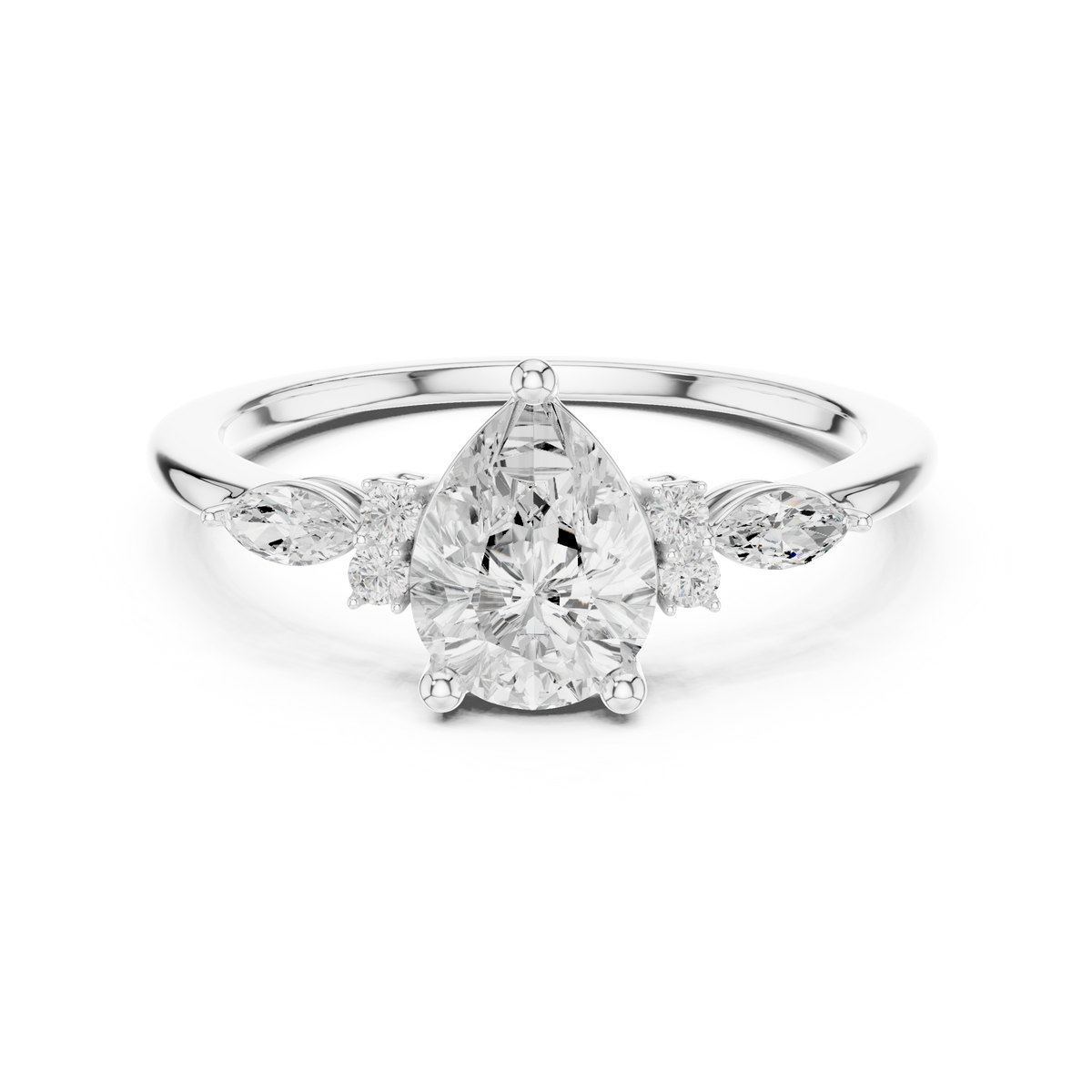 Gold 1Ct Prong Pear Lab Grown Diamond Ilvyn Ring