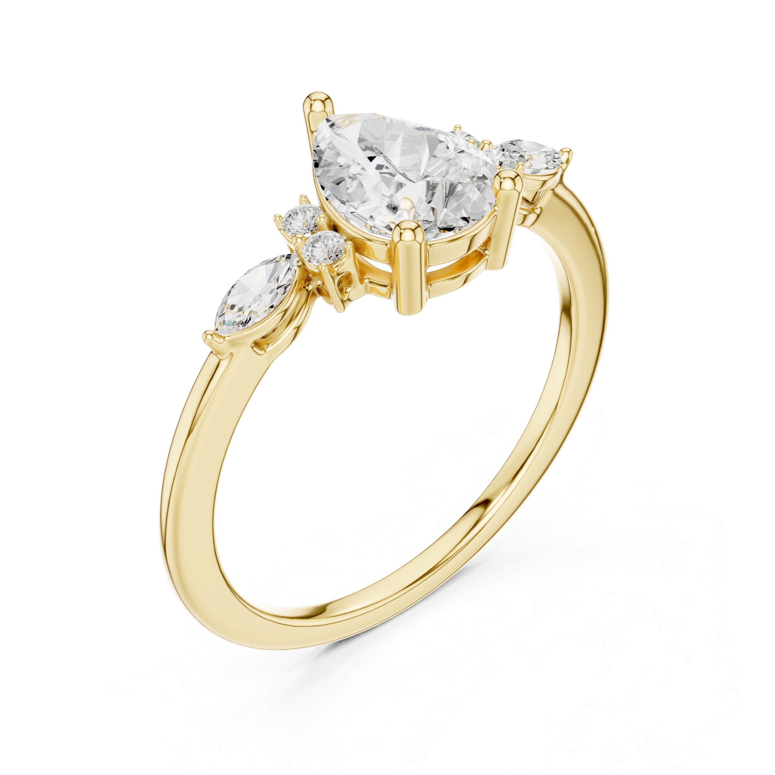Gold 1Ct Prong Pear Lab Grown Diamond Ilvyn Ring